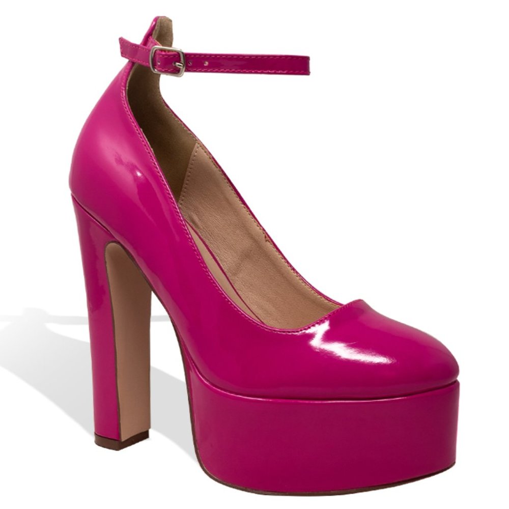 Women’s Chunky Block Heel Platform Heels with Ankle Strap - Picture 2 of 4